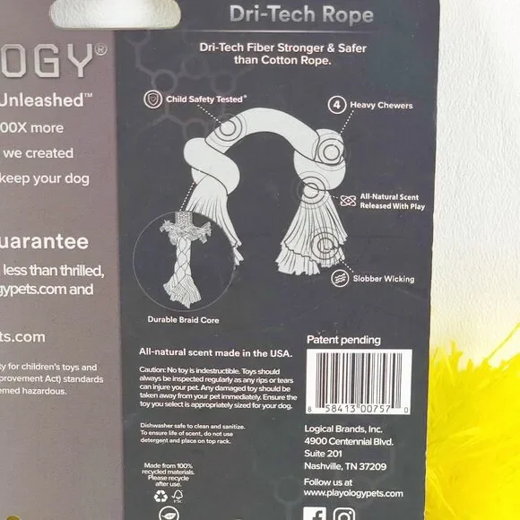 Playology Dog Toy All Natural Dri-Tech Rope Chicken Scent SMALL Up To 15 lbs NEW - Picture 7 of 7